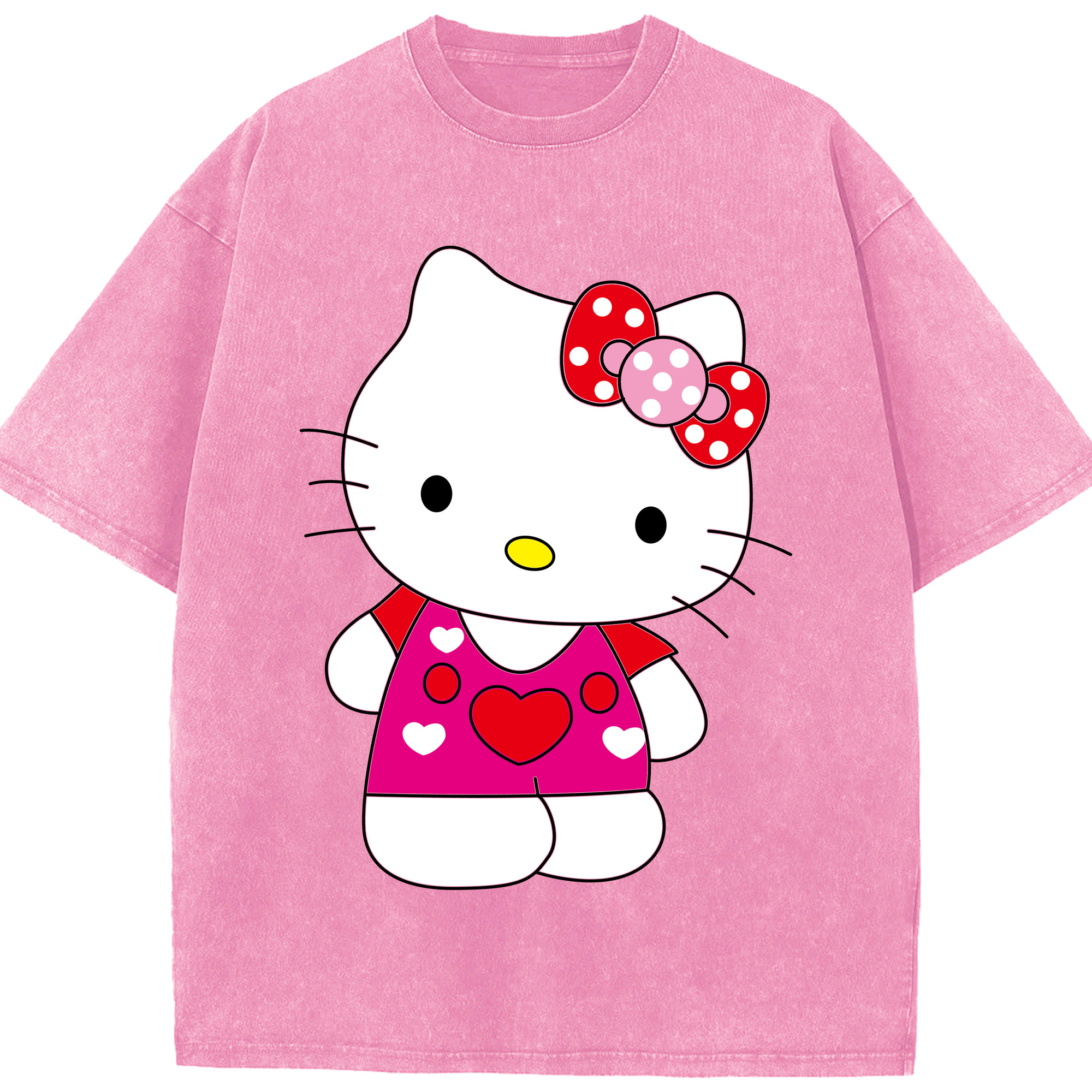 （画像用） Hello Kitty ハローキティ 綿100% ヴィンテージ風 半袖Tシャツ（フロントプリント）